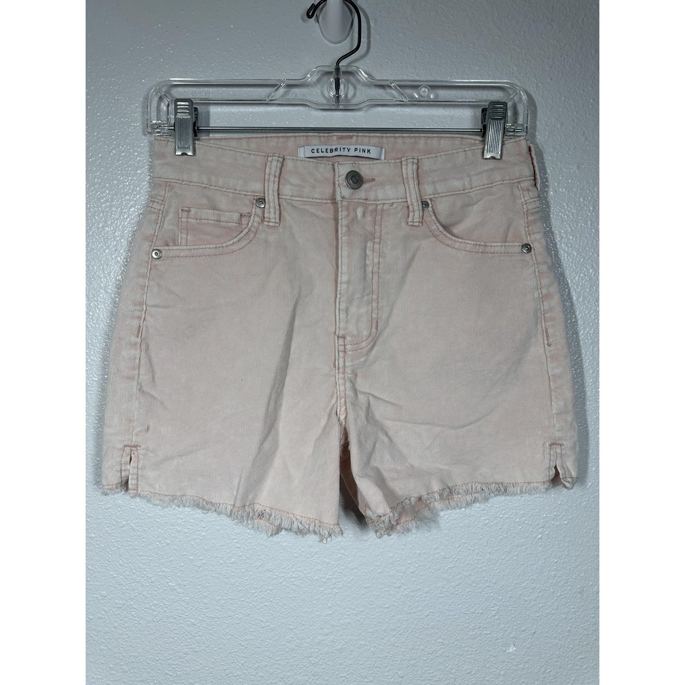 Celebrity Pink Shorts Womens 27 Juniors 5 Pink Denim Cutoff Raw Hem Stretch